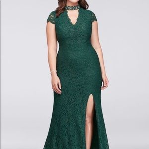 Hunter Green Glitter Lace Mermaid Evening Gown